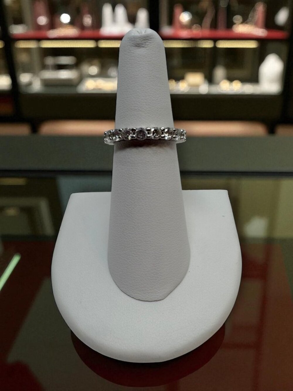 Uncas International Sterling Silver Eternity Ring Size 6 Clear Glass